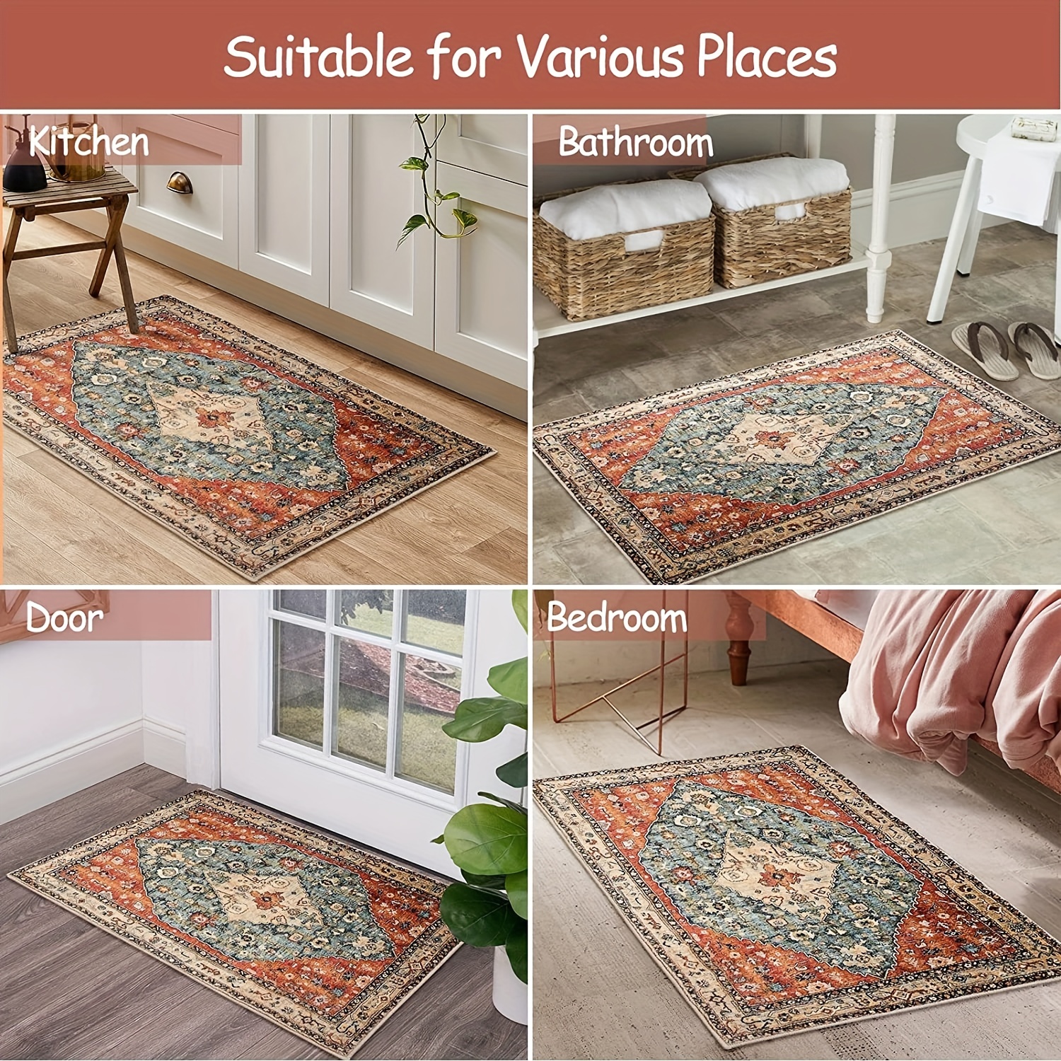 Oriental Kitchen Rugs Non Slip - 2x3 Entryway Rugs Indoor Printed Small Rugs