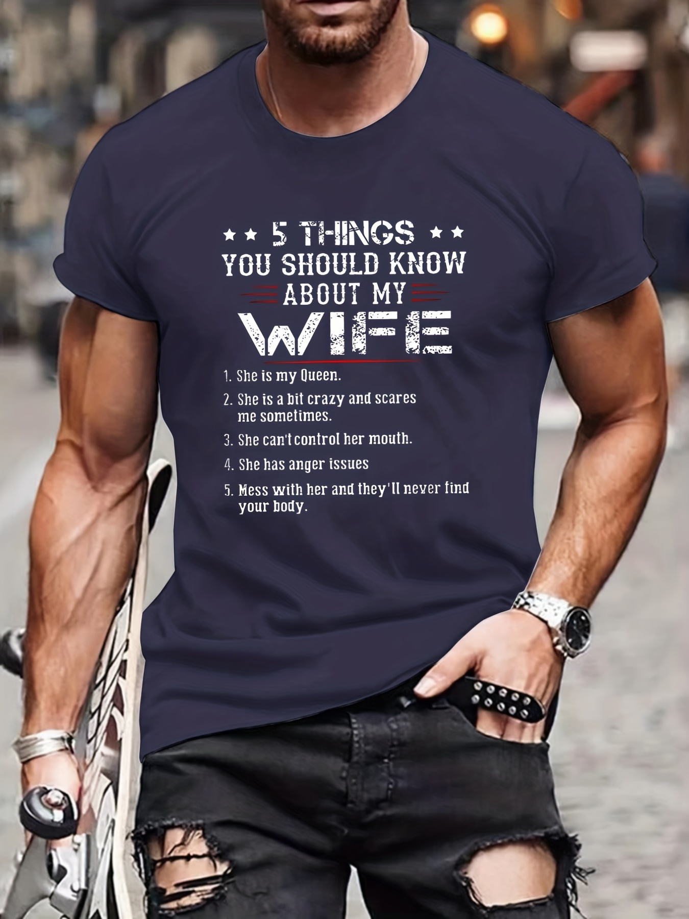 Funny Wife Slogan Pattern Print Men's T-shirt, Graphic Tee Men's Summer  Clothes, Men's Outfits - Temu