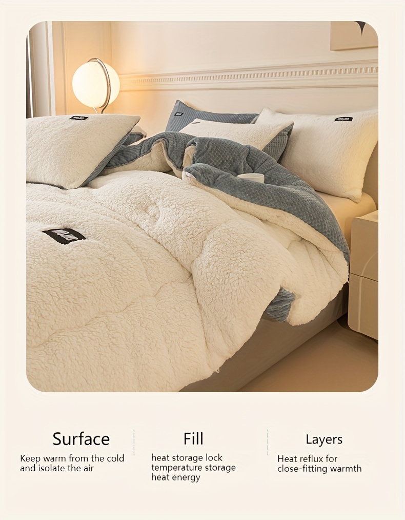Parure de lit de luxe en polaire thermique, chaude, super douce,  confortable, moelleuse avec taie d'oreiller assortie (simple, argent) :  : Cuisine et Maison
