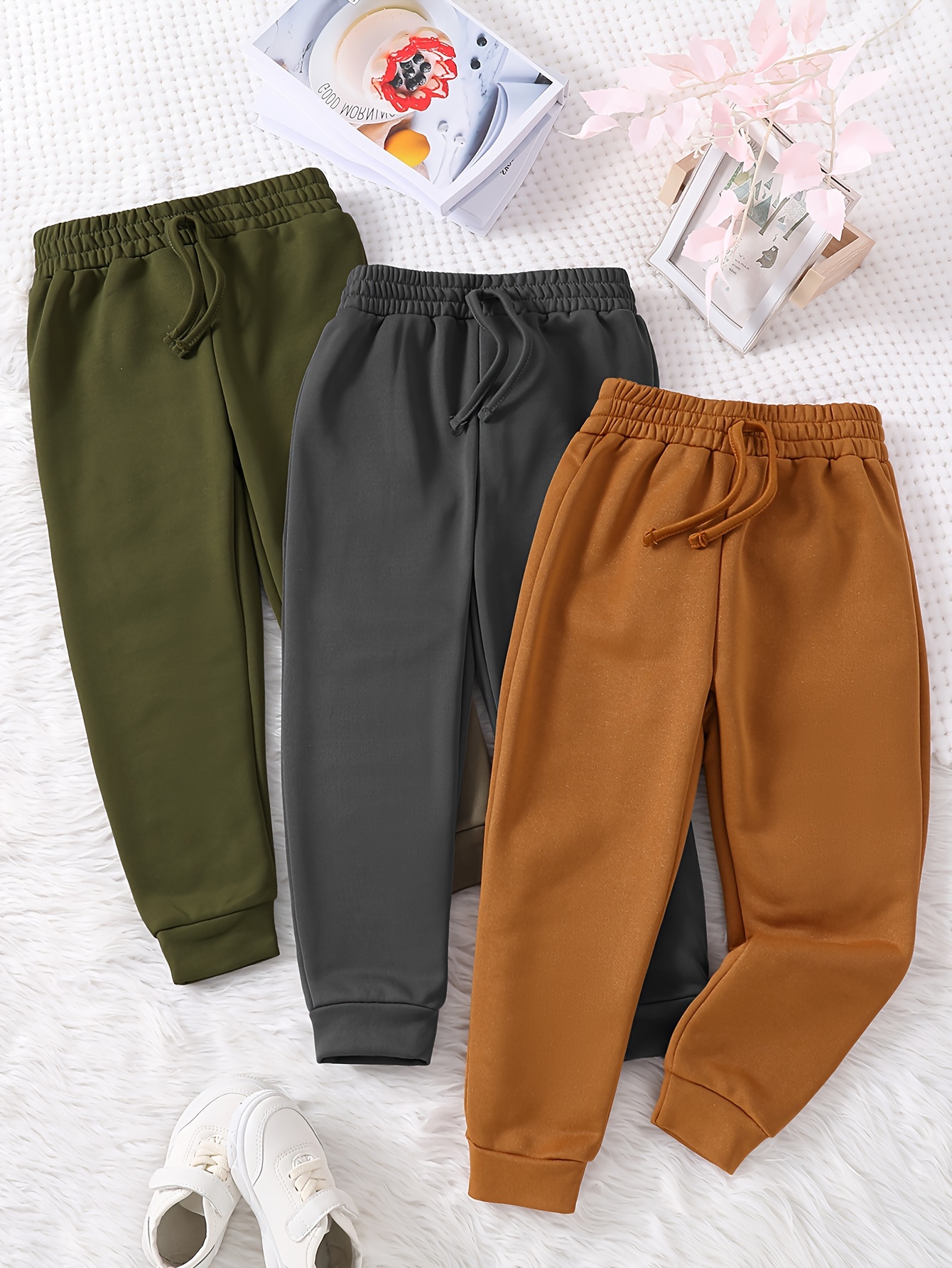 3pcs Boys Casual Soft Comfortable Long Pants For Spring And Autumn Kids  Clothes Outdoor