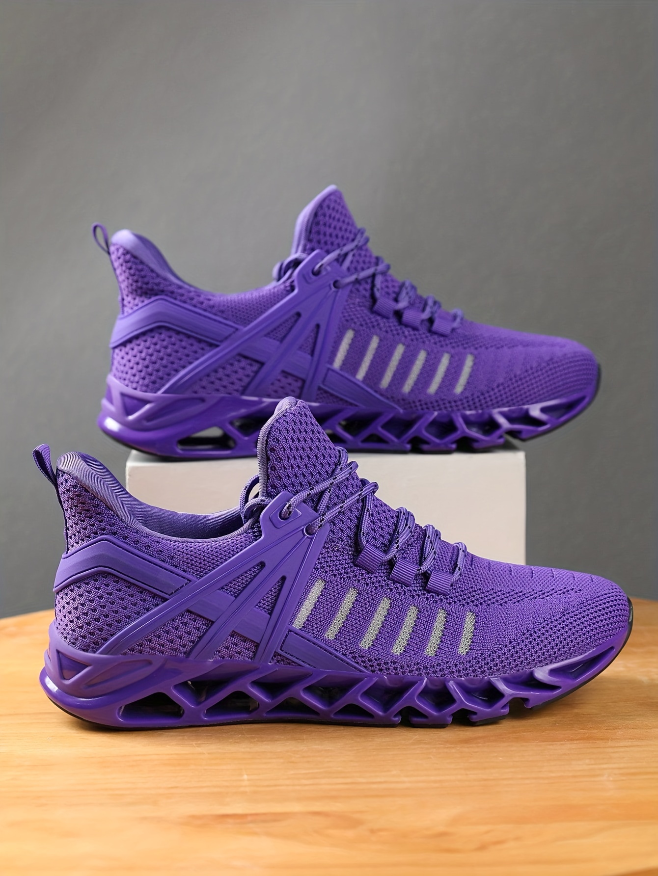 mens breathable knit blade sneakers versatile stylish shock Temu