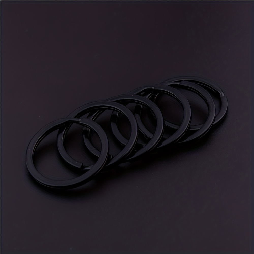 Anilla metálica para llavero en color negro con cadena Diámetro 25mm