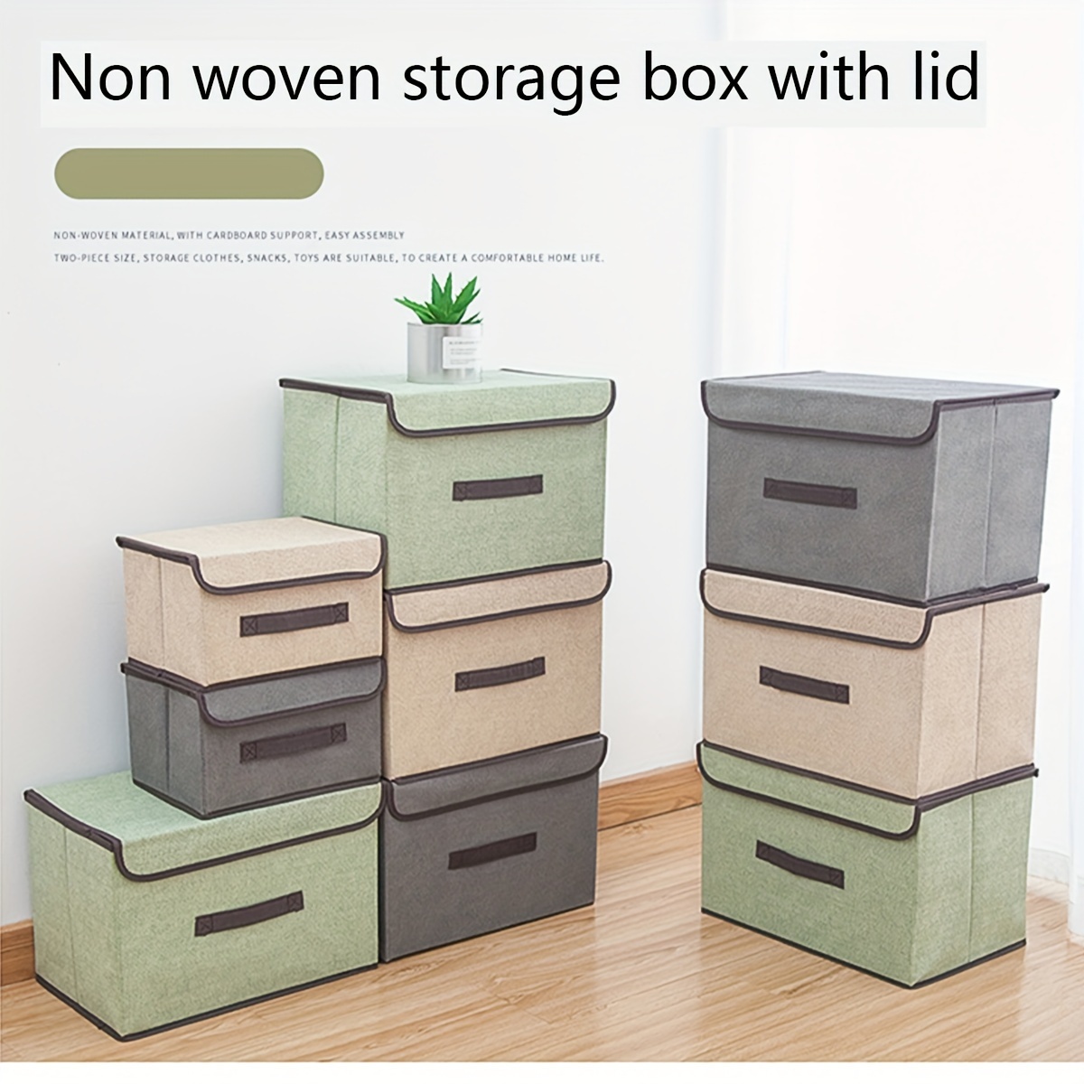 Storage Solution Large Non Woven Storage Box with Lid, colour assortment  may vary, 1 item per order