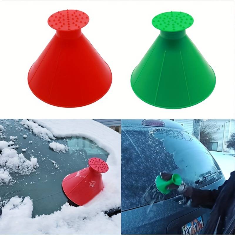 pmmj 1pc car windshield ice scraper snow scraper round magical cone shape lightweight plastic snow shovel multifunctional ice and snow tool 2