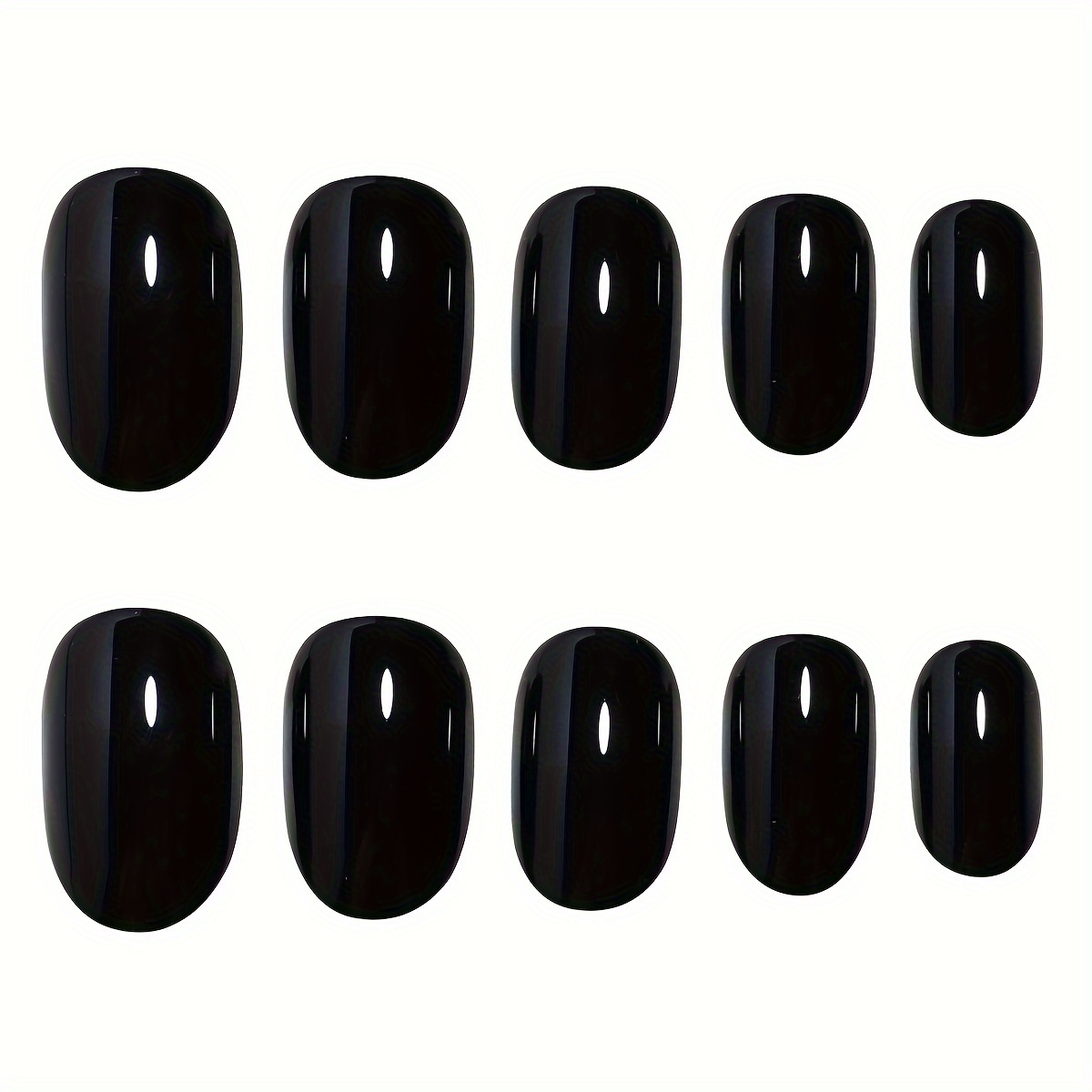 24pcs mid length oval shape press on nails solid color fake nail full cover nails for women details 1