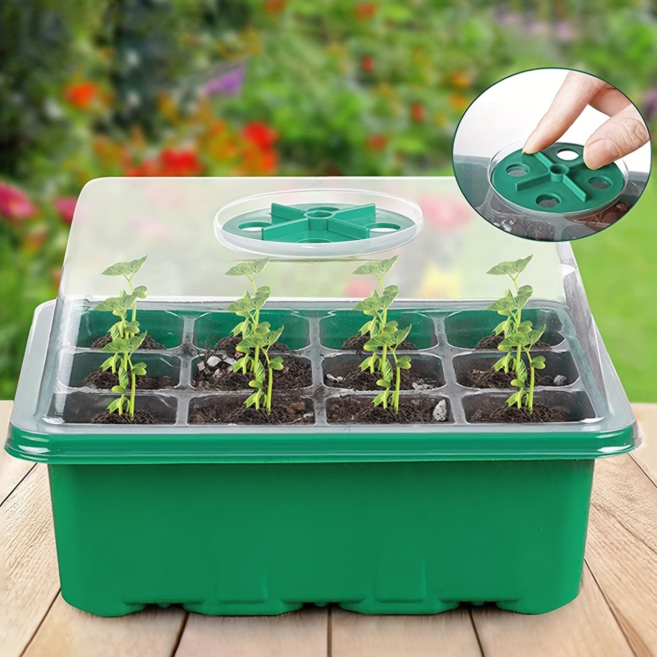 

1pc, Green Seedling Pot, Household Outdoor Seedling Plug Tray, Special Pot Nutrition Cup, Plastic Rectangular Tray, Cutting Seedling Artifact