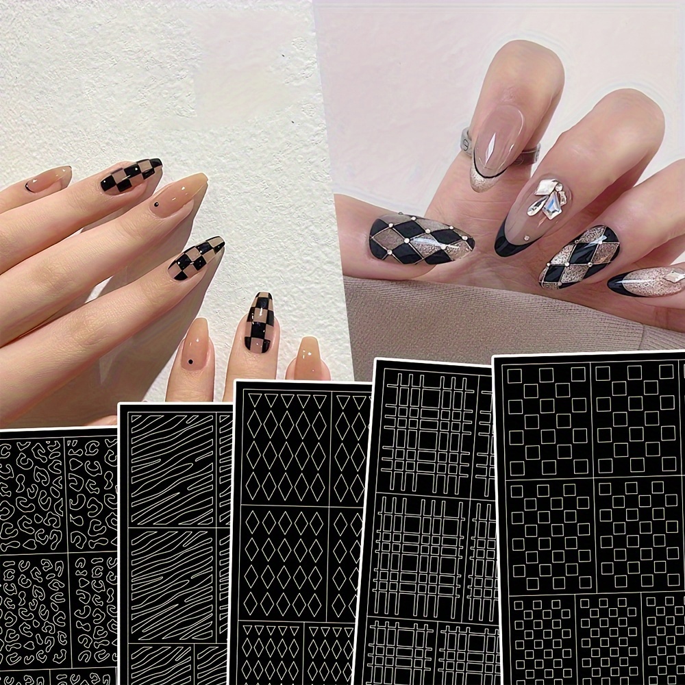 Airbrush Stencils Nail Stickers For Nails hollow French Nail - Temu