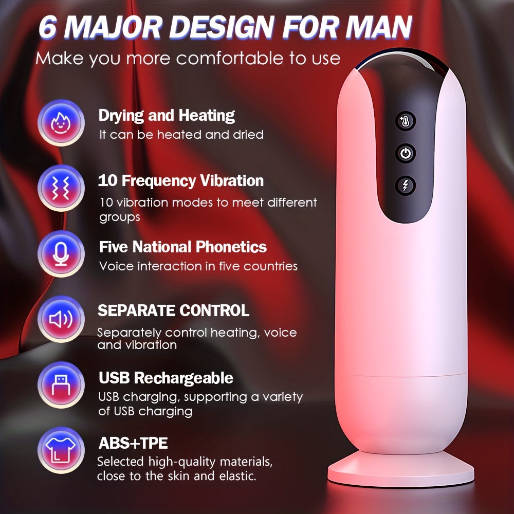 Automatic Male Masturbator, AMOVIBE Male Masturbators Cup with 10 Thrusting  & Vibration Modes, Sex Toys for Men with Heating Function, Automatic