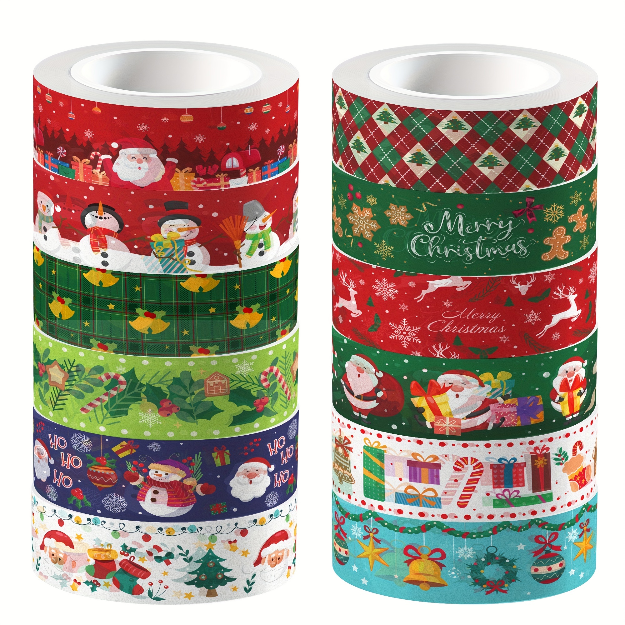 Christmas Washi Tape Set 12 Rolls Winter Embellishment for Arts, DIY Crafts, Journals, Planners, Wrapping, Other