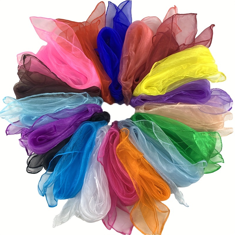12 Pcs Colorful Square Hemmed Premium Juggling Scarves Dance Scarves Women  Girls