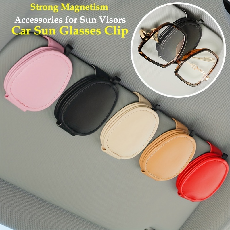 5 Pcs Cowhide Car Glasses Clip, Cuir Voiture Porte-Lunettes de