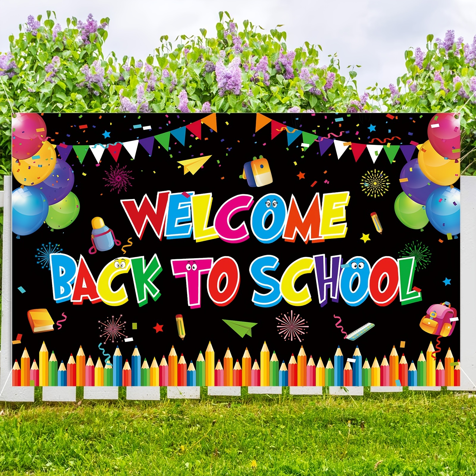 Welcome Back To School Banner,, First Day Of School Backdrop Banner, Large  Fabric Welcome Banner, Poster Bulletin Board Flag, Photo Booth Props, Wall  Decoration For School Supplies Temu