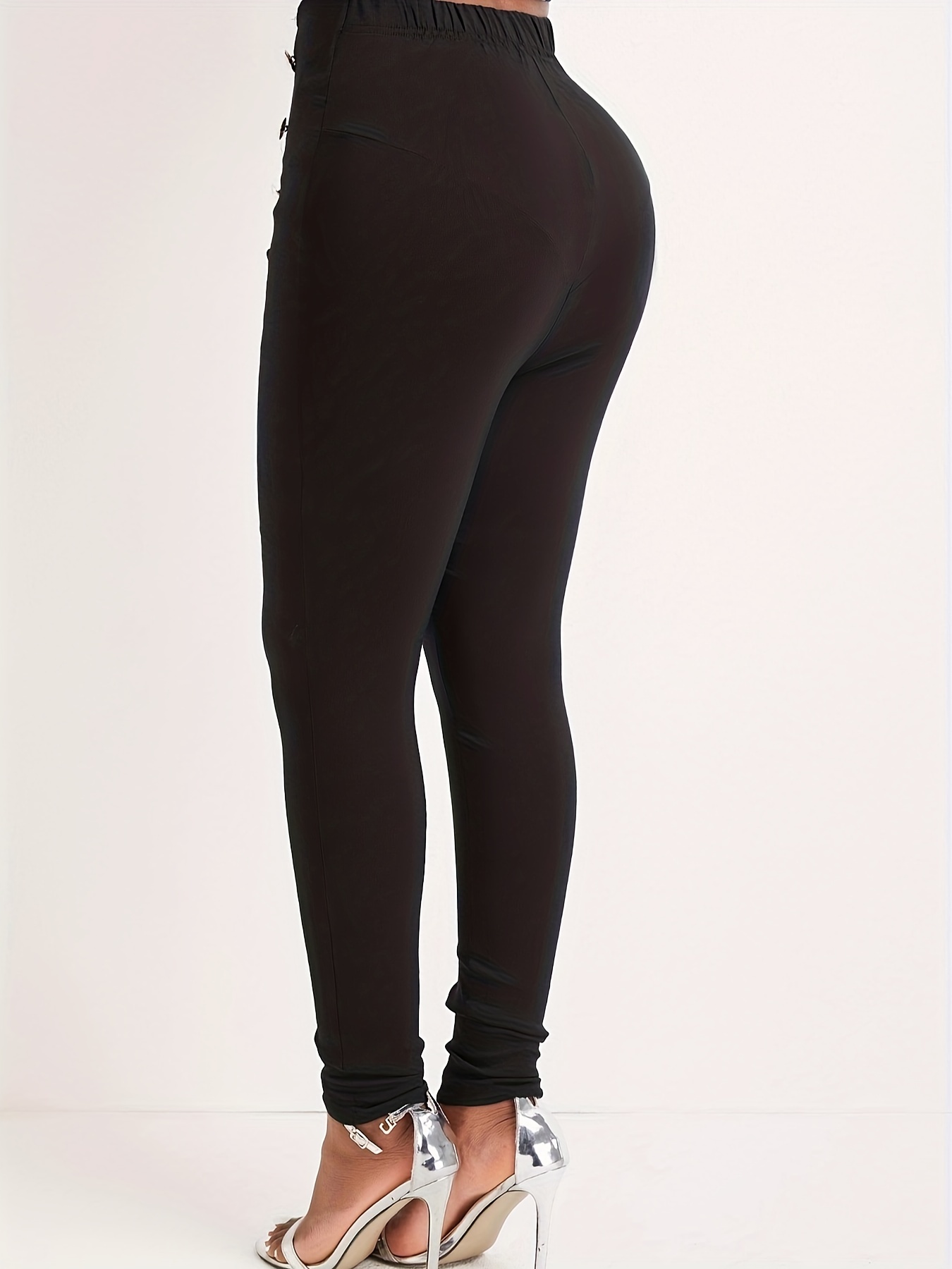 Pantalones Elegantes Talla Leggings Elásticos Ligeros - Temu Chile