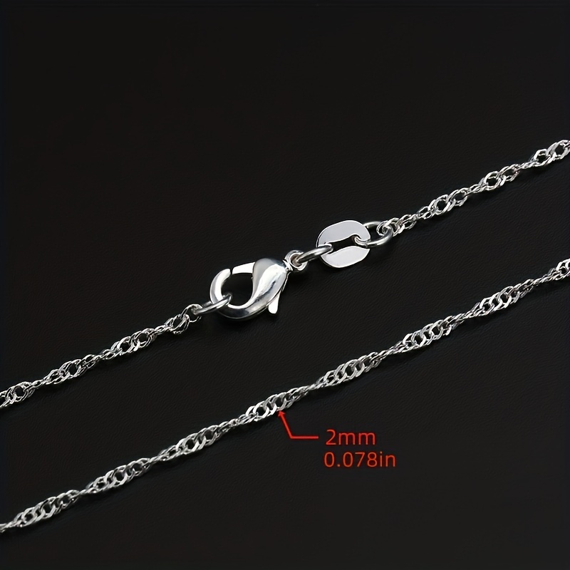 1pc New Luxury 2MM Men's Water Wave Chain Necklace Bridal Wedding  Engagement Jewelry (DIY Necklace) 16-30