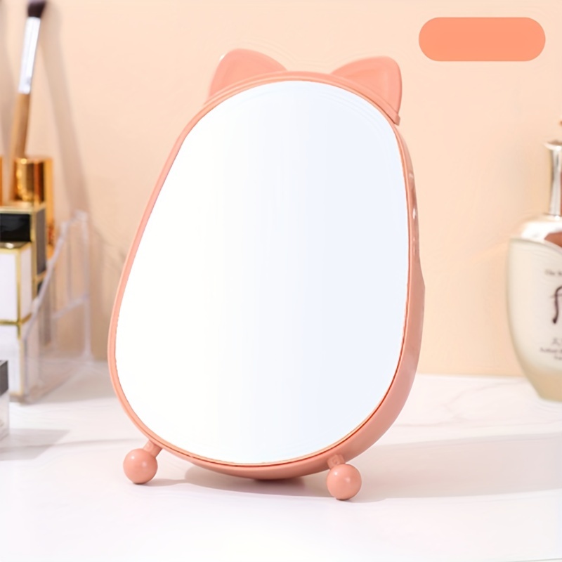 Desktop Cat Shape Makeup Mirror With Stand Cartoon Cute - Temu