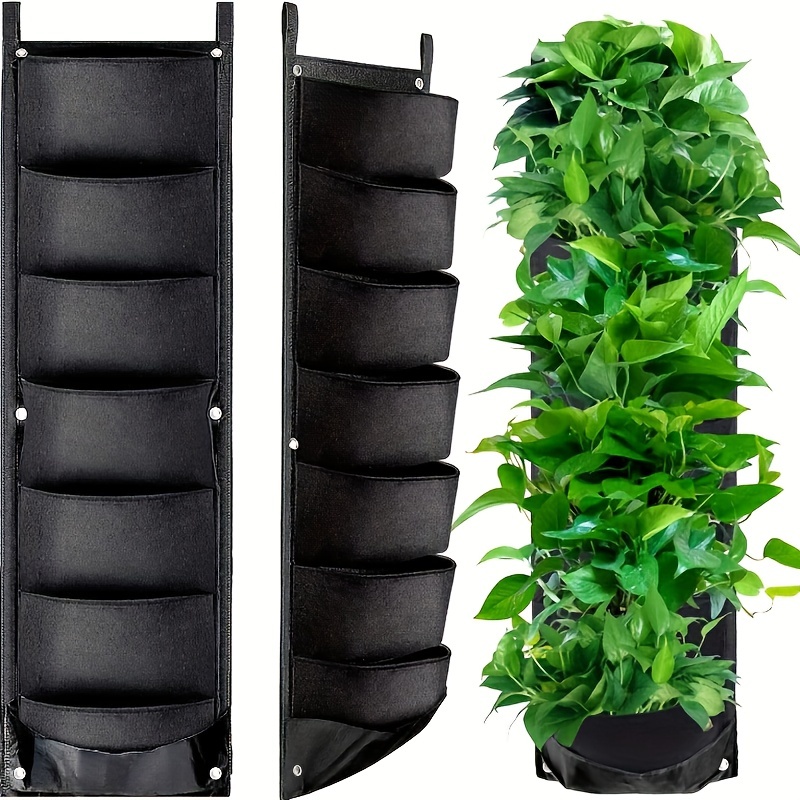 

1 Pack, Vertical Planting Bags Transform Your Space Upgrade Hanging Planters - Pack Of 7 Pocket Vertical Garden Wall Planters For Indoor And Outdoor Use - Great For Balcony, Yard And Home Decor