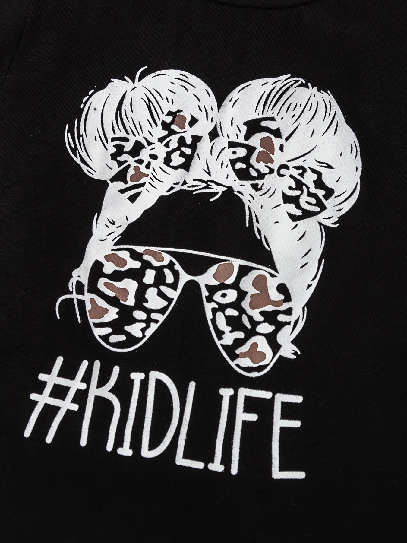 Girls Leopard Print Tee & Solid Flared Pants Set
