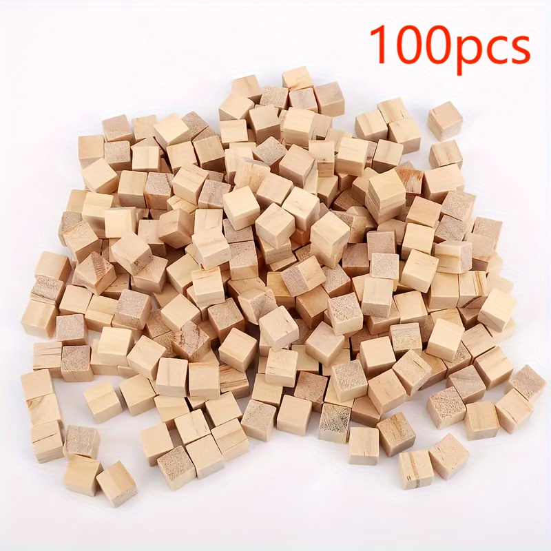 100 PCS 1 X 1 X 1 Inch Natural Wood Squares, Unfinished Wood Blocks, Small  Square Wooden Blocks for