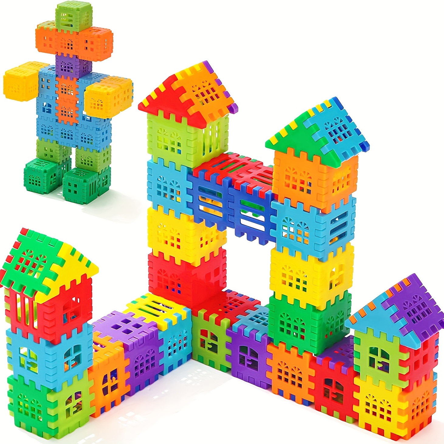 Children Kids Educational Puzzle Toy Plastic Building Blocks Bricks (Color  as per stock) Puzzle Blocks Building Blocks Educational Toys (Color as per  stock)