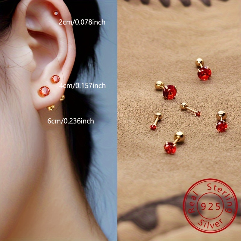 

925 Hypoallergenic Red Zirconia Inlaid For Women