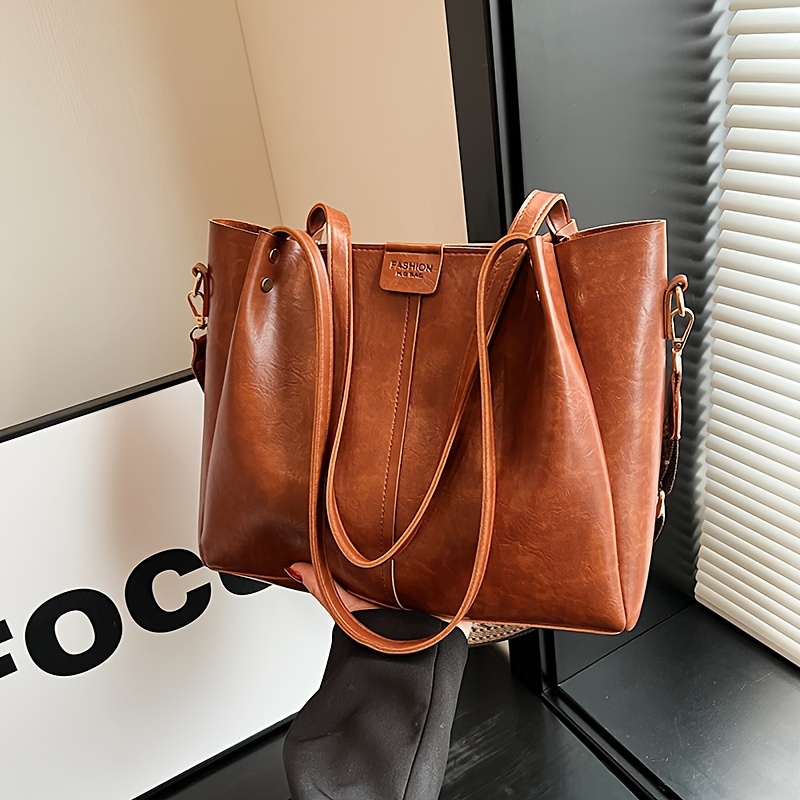 Bolso Estilo Cubo Retro Vintage Para Mujeres, Bolso Bandolera Con Correa,  Bolso Hobo De Cuero Vegano Con Correa De Guitarra Ancha Y Correas De  Bolsillo Bordadas Para Mujeres - ¡perfectas Para Bolsos