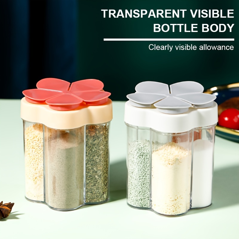 1pc 5-in-1 Travel Spice Container With Shaker, Labelled Clear