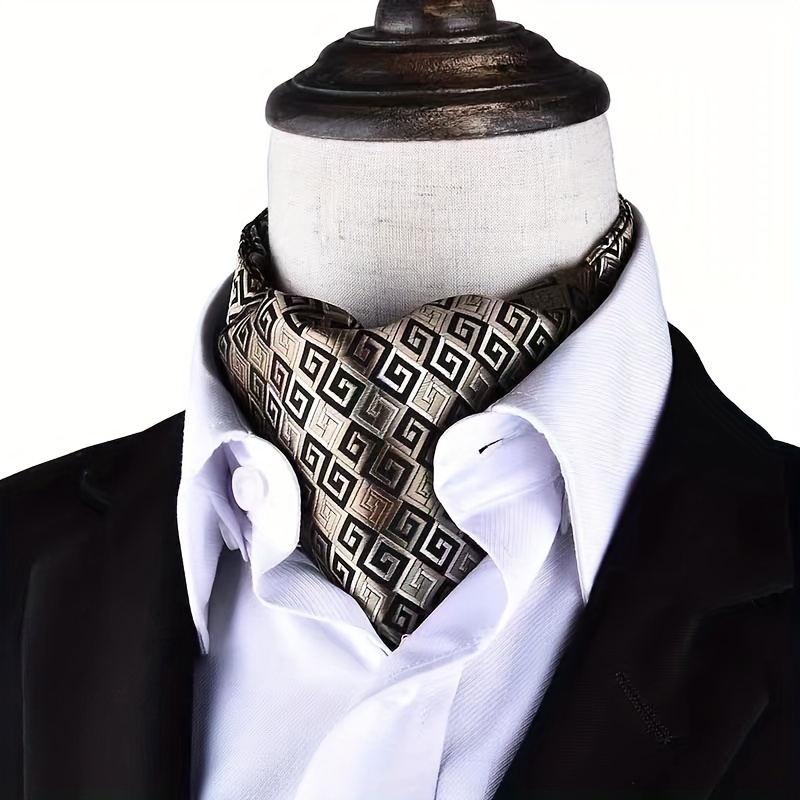 Fashion Silk Scarf For Men Black And Gold Floral Spring Autumn
