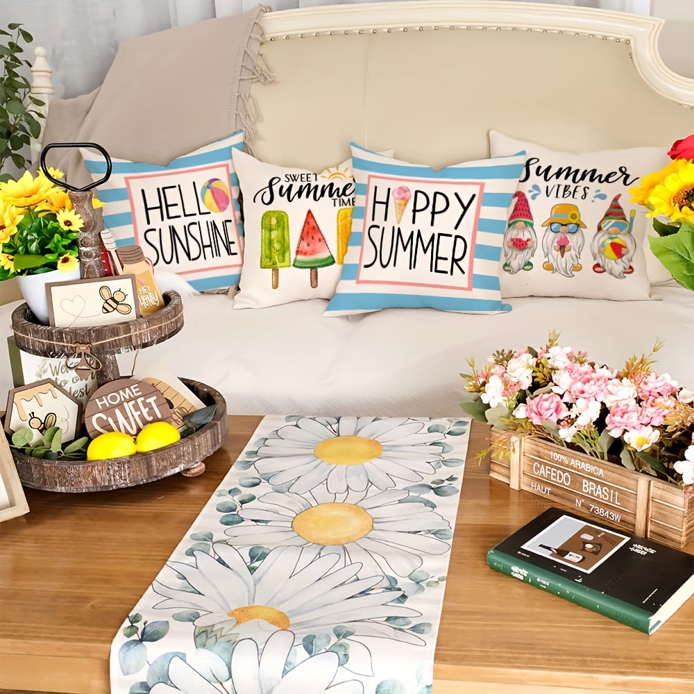 Summer Pillow Covers, Gnomes Popsicle Ice Cream Hello Sweet Summer