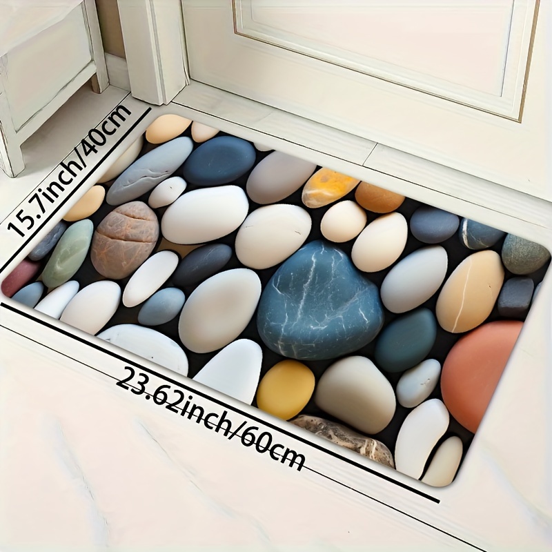 TEMU Pebble Pattern Non-slip Rug - For Kitchen, Bathroom & Outdoor Use, Machine Washable Polyester Floor Mat