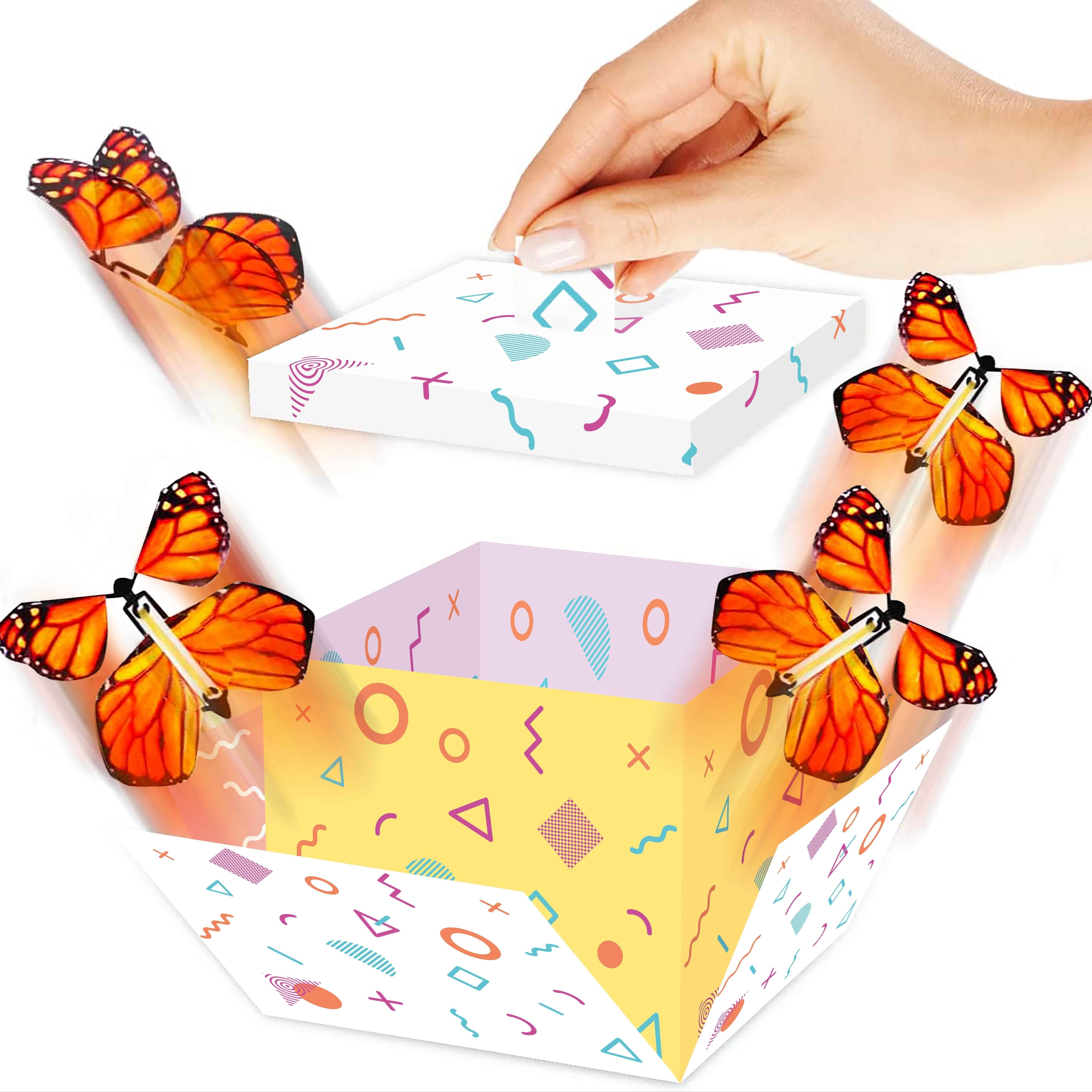 15PCS Magic Fairy Flying Butterfly Card Wind up Butterfly Rubber Band Flying  Butterfly Surprise Flying Paper Butterflies Set for Party Playing  Decorations,Easter Basket Gifts for Kids 