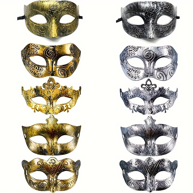 Máscara de enmascaramiento Onxe para hombres - Máscara veneciana griega  romana Máscara de Mardi Gras (plateado)