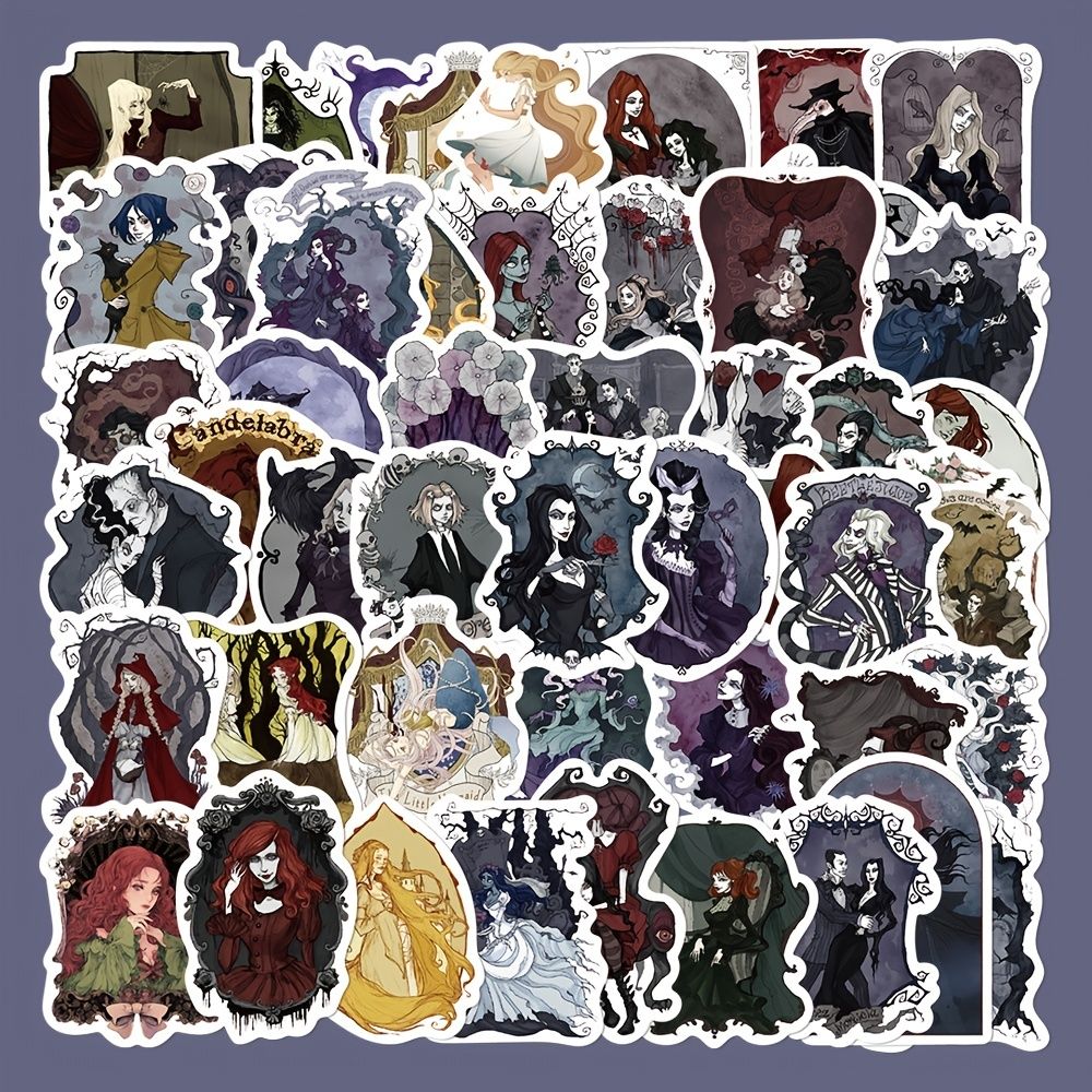 53pcs Cool Goth Cartoon Princess Witch Series Doodle Waterproof Sticker Diy  Creative Toys | Shop The Latest Trends | Temu