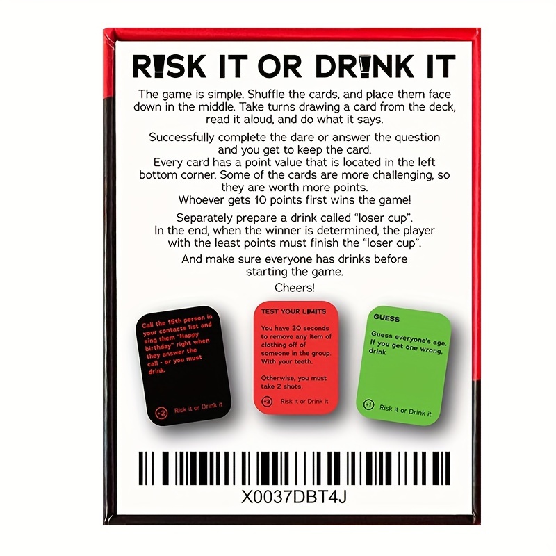RISK IT or DRINK - Fun Party Game Challenges & Games for Adult Card Parties  7445021185108