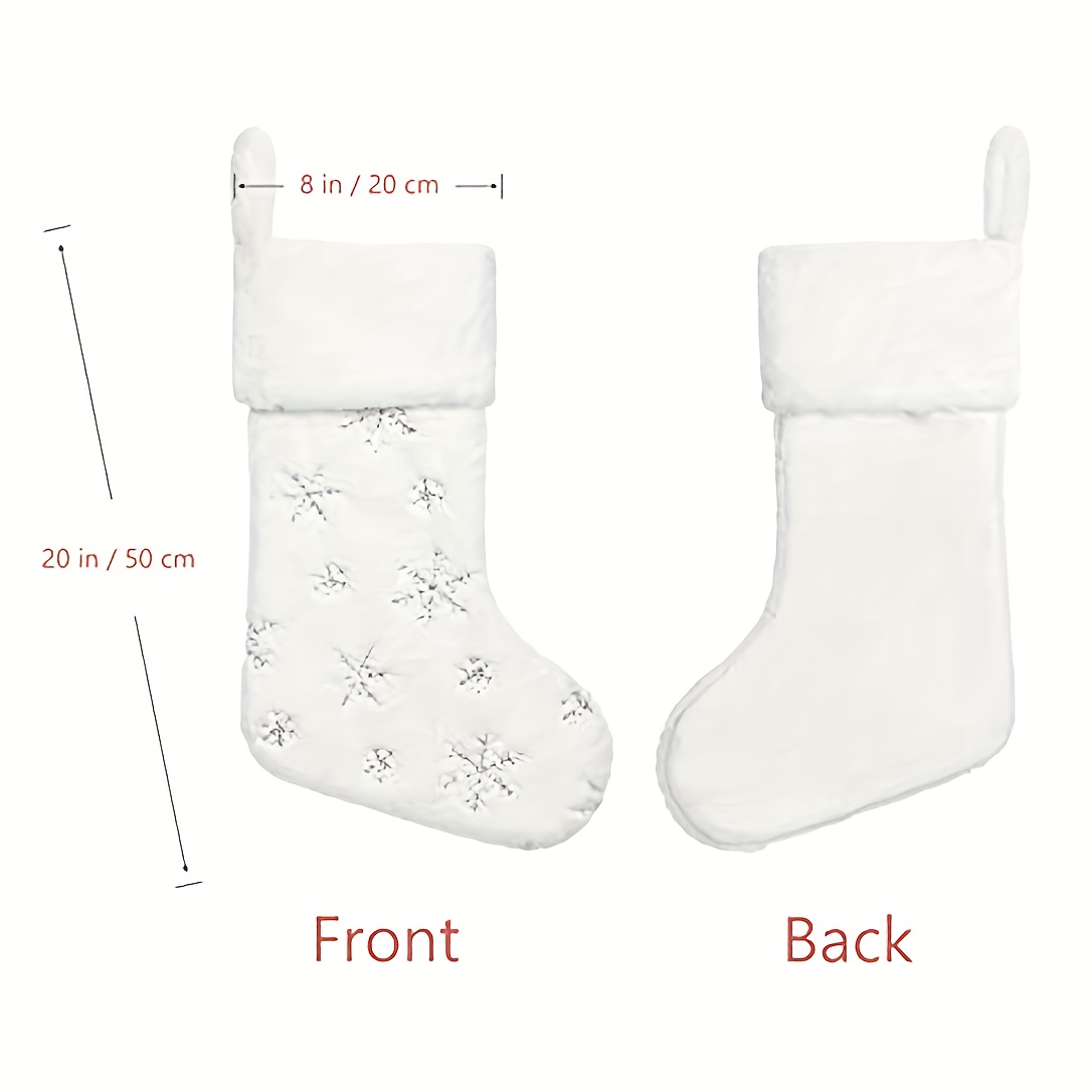 CANVAS Faux Fur Christmas Decoration Stocking, White, 20-in