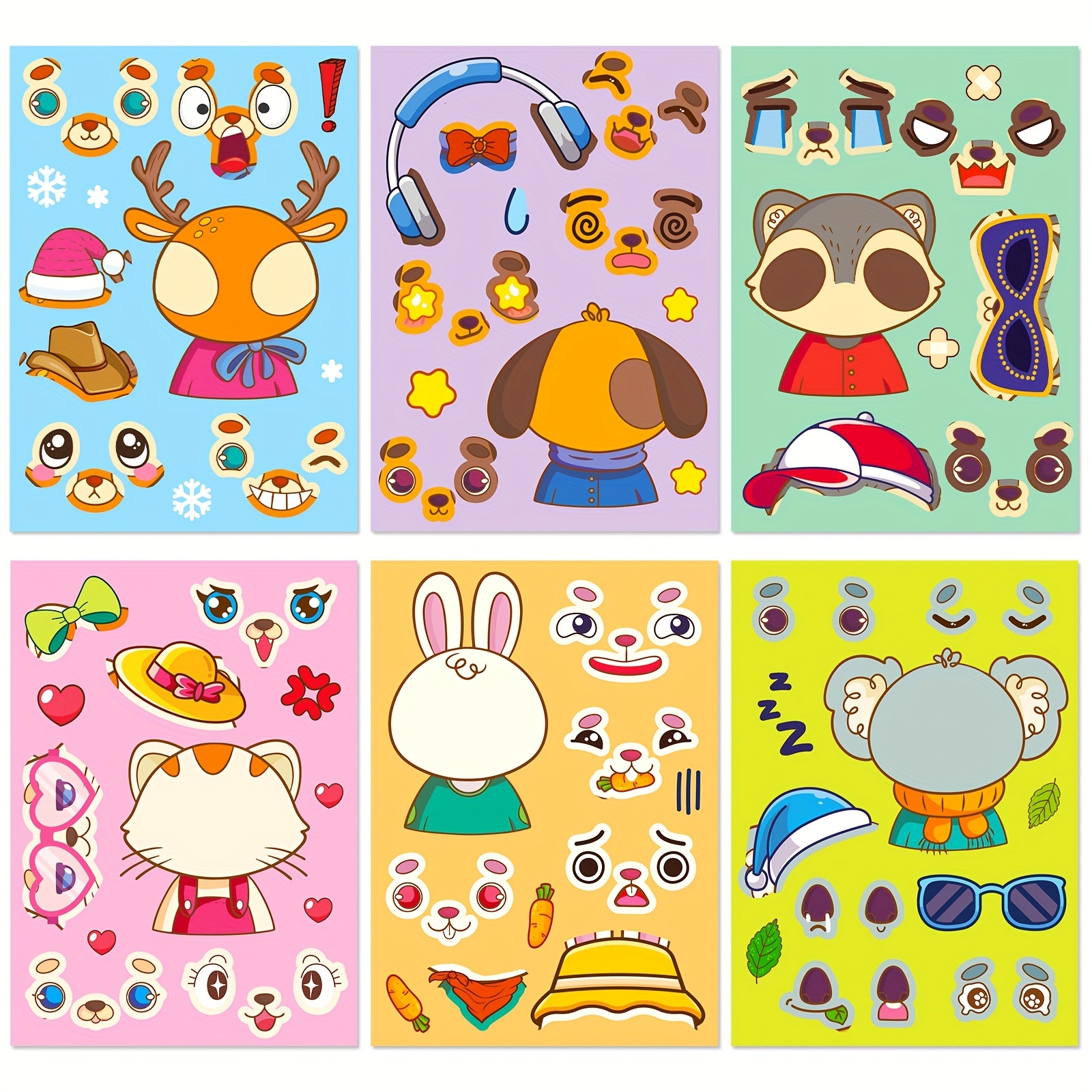 Animals Stickers For Kids Toddlers Make A Face Stickers For - Temu