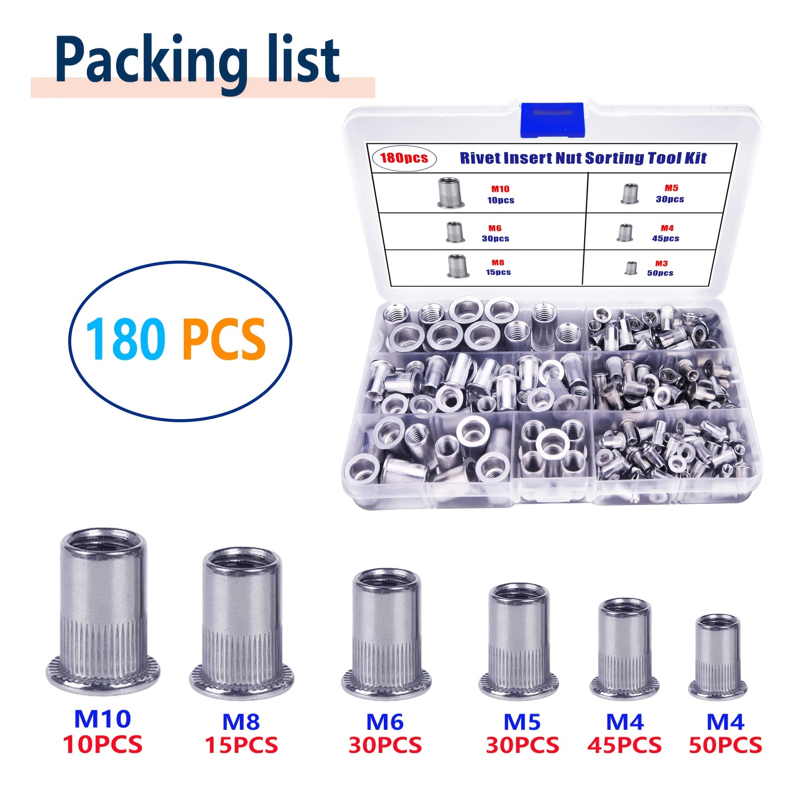 50Pcs Four Claw Nuts Fitments Threaded Insert Carbon Steel Nonslip