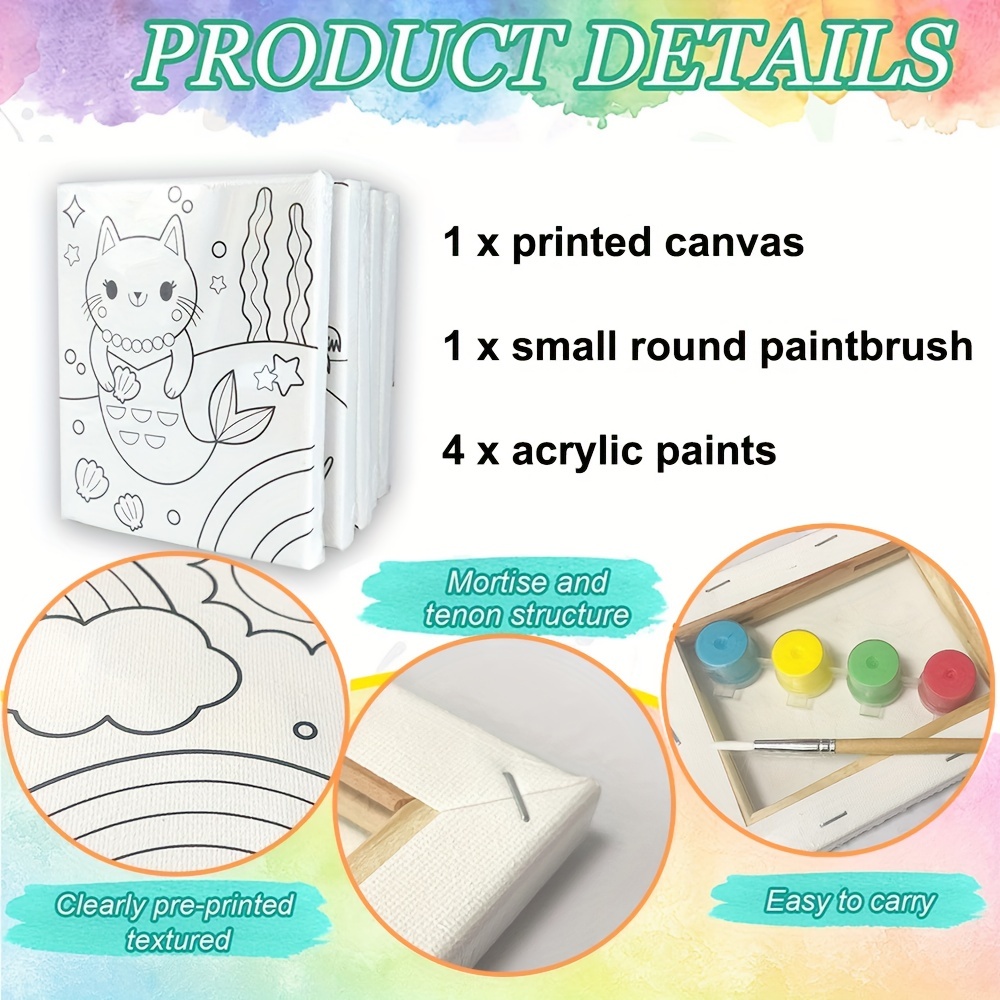 Diy Protable Paint Canvas Set For Age 6+ Students 5x6 Canvas - Temu  Australia