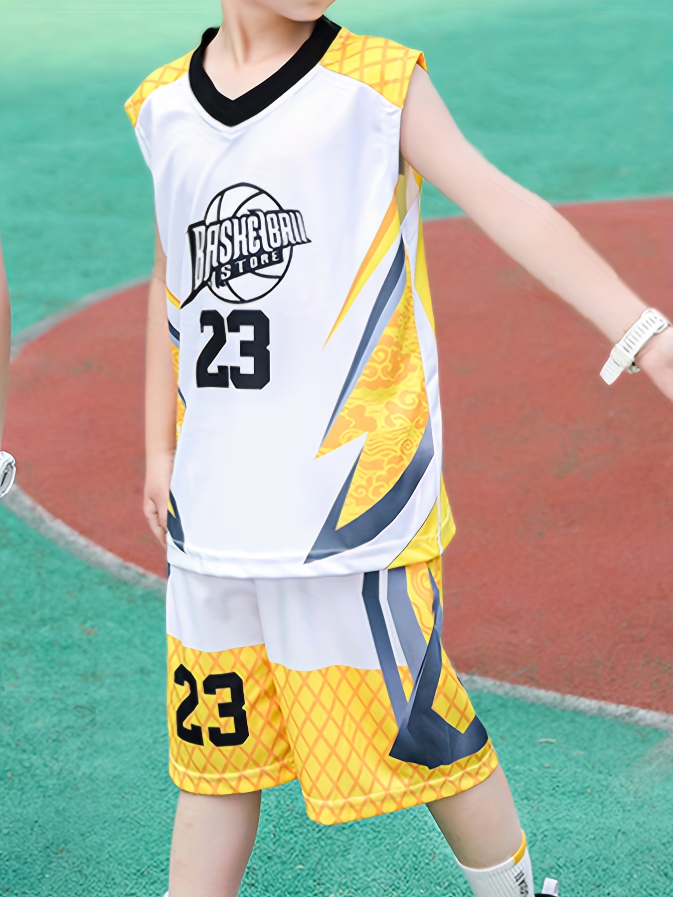 2PCS Kids Boys Sports Outfits Basketball Clothes Summer Sleeve Jersey Sets