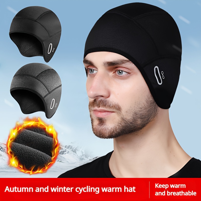 

Winter Warm Hat With Fleece, Outdoor Autumn & Winter Riding Hat, Windproof Helmet Lined Small Hat For Men And Women, Motorcycle Bicycle Warm Headgear Biker Riding Equipment, Ear Protection