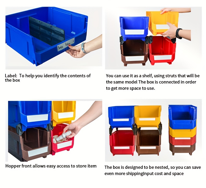 6/20pcs Stackable Plastic Storage Box Garage Storage Container Garage Tool  Storage And Organizer Box 13.5x10.5x7.6cm/5x4x3inch