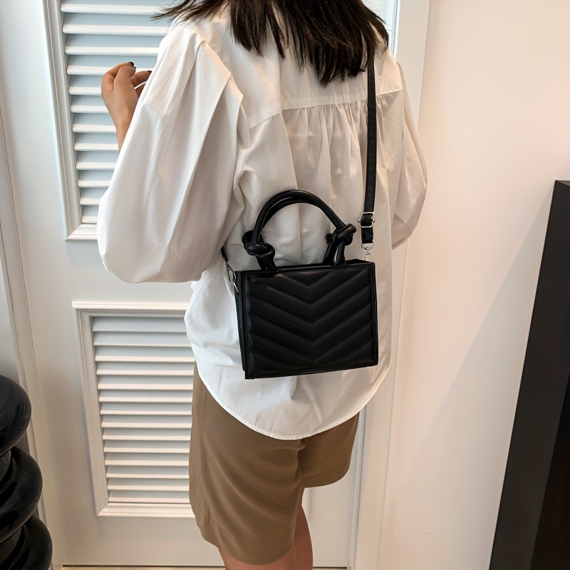 Mini Chevron Quilted Crossbody Bag, Trendy Embossed Shoulder Bag