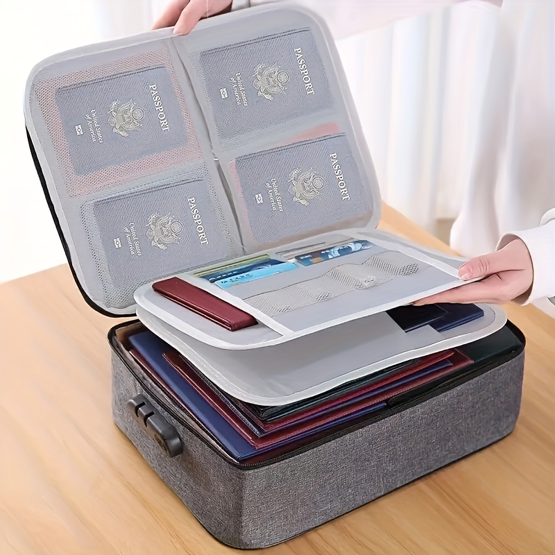 Documents Storage Box Organizer Lock Home Travel Papers Office