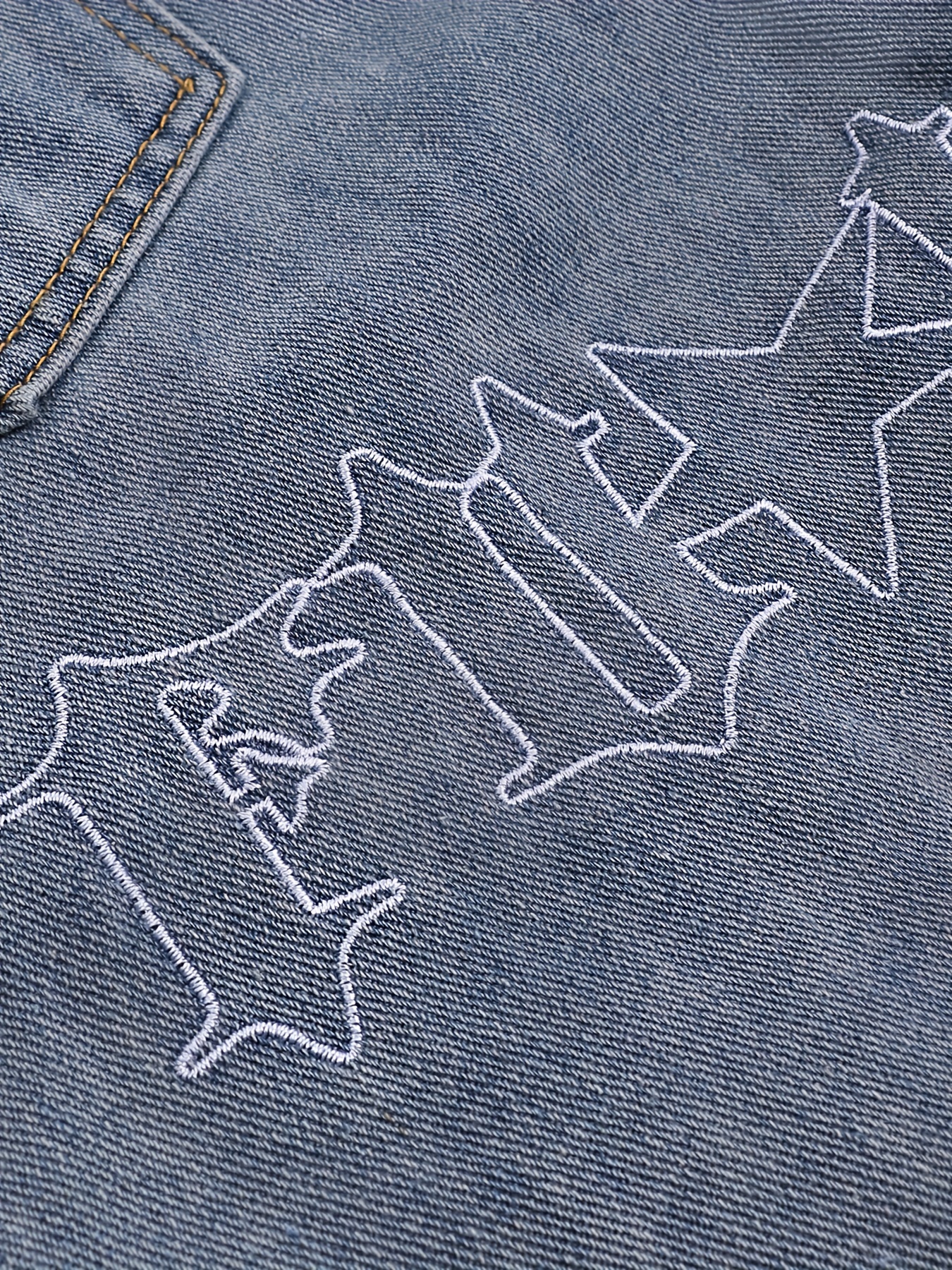 Men's Letter Embroidery Jeans, Chic Street Style Retro Denim Pants