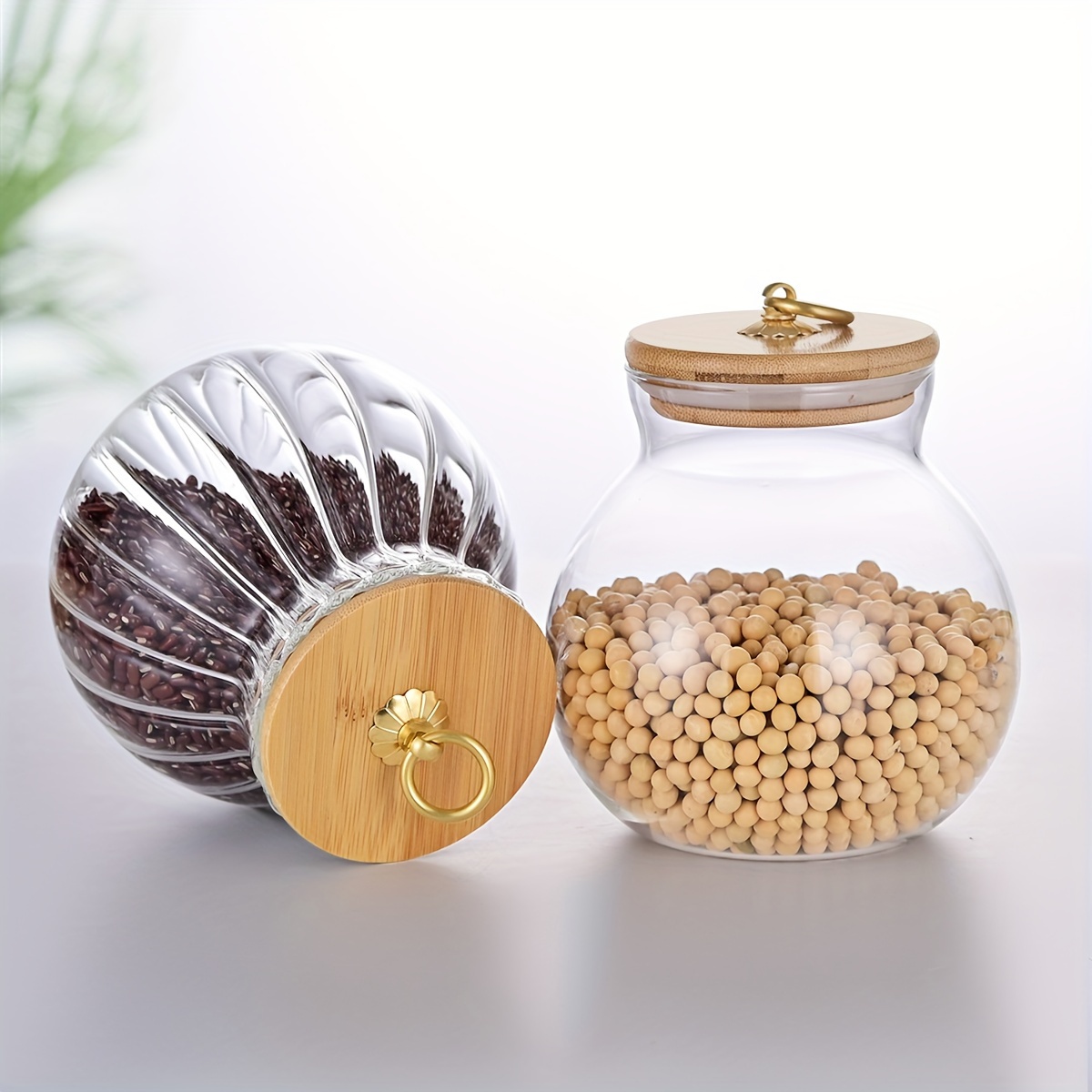 Hammer Round Glass Storage Jar With Wooden Lid Candy Jars - Temu