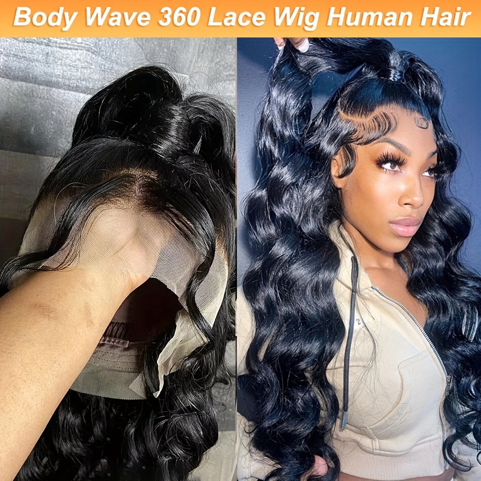 180% Density Body Wave 360 Lace Front Human Hair Wigs - Temu Canada