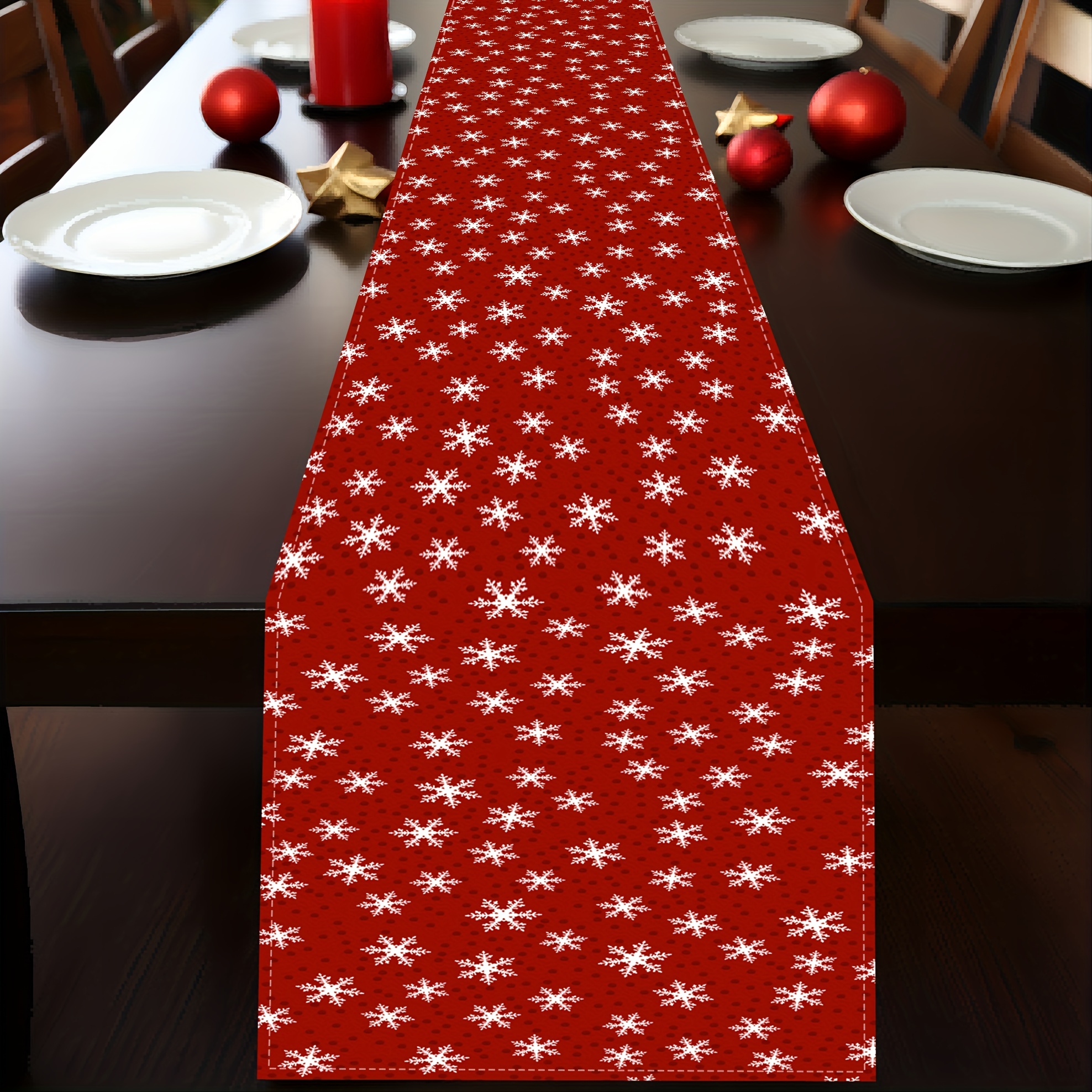 Une table de fêtes : Flocon rouge !