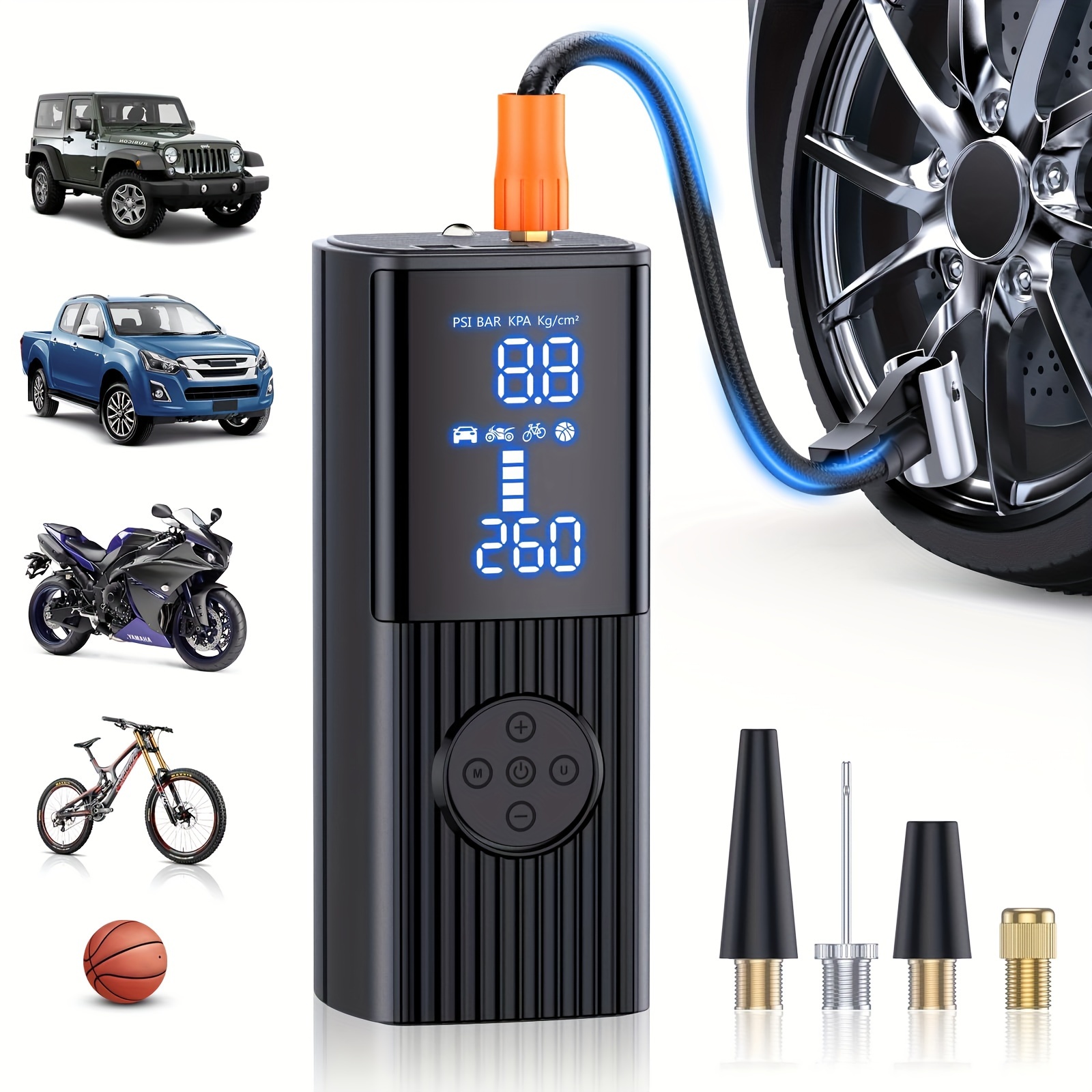 Car Auto Tire Inflator, 160 PSI Cordless Car Air Pump, with 20V  Rechargeable Battery, Yellow, for Gift