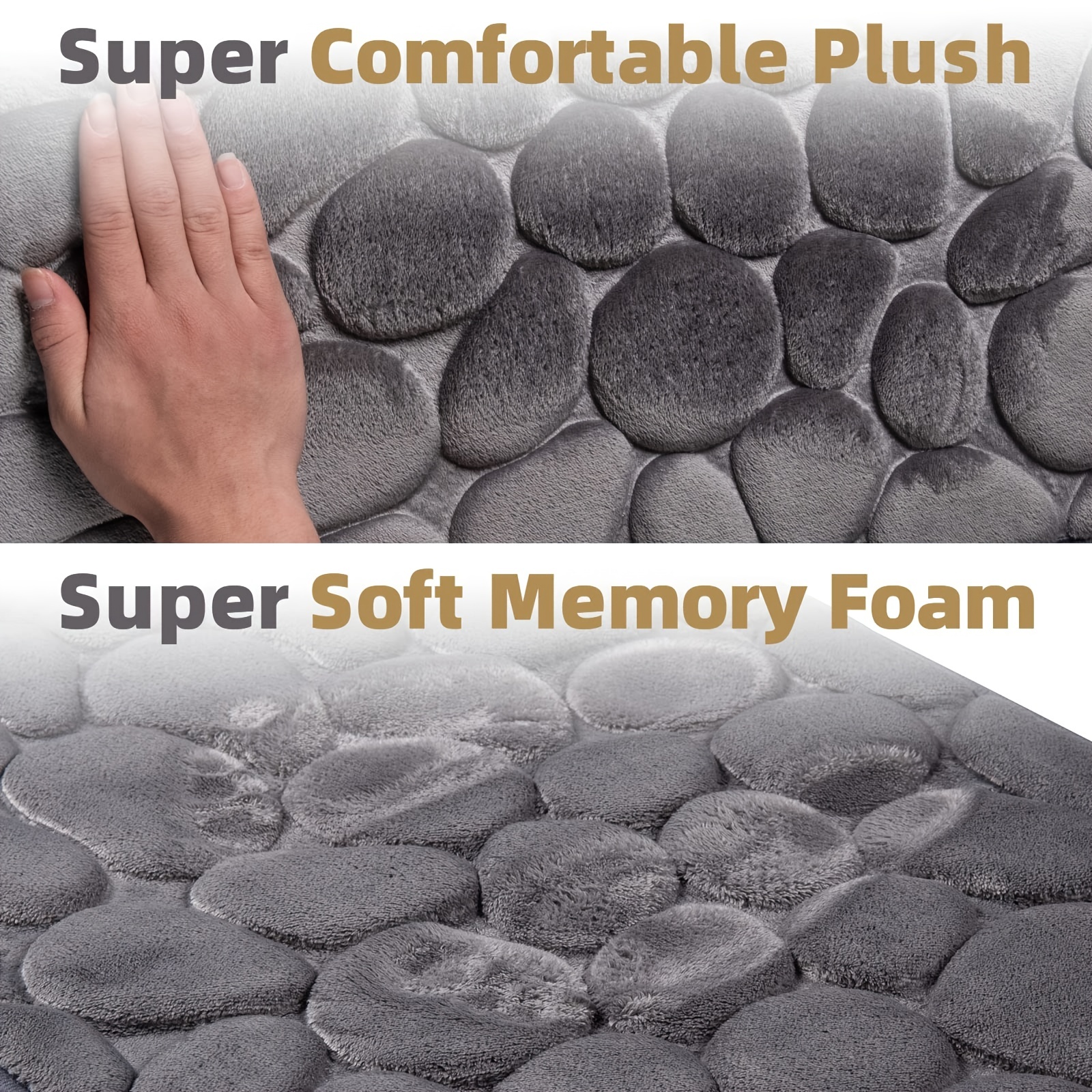 Memory Foam Bath Mat Comfortable Cobblestone Bathroom Rug - Temu