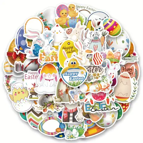 MPWEGNP Easter Stickers Easter Eggs Electrostatic Stickers Lovelys Opening Party Decoration Decal for Tumbler Big Stickers for Laptop, Size: One size