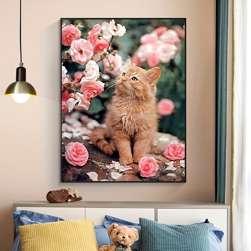 

1pc 5d Diy Rhinestone Diamond Painting For Adults And Beginners Frameless Cat Diamond Painting For Living Room Bedroom Decoration 30*40cm